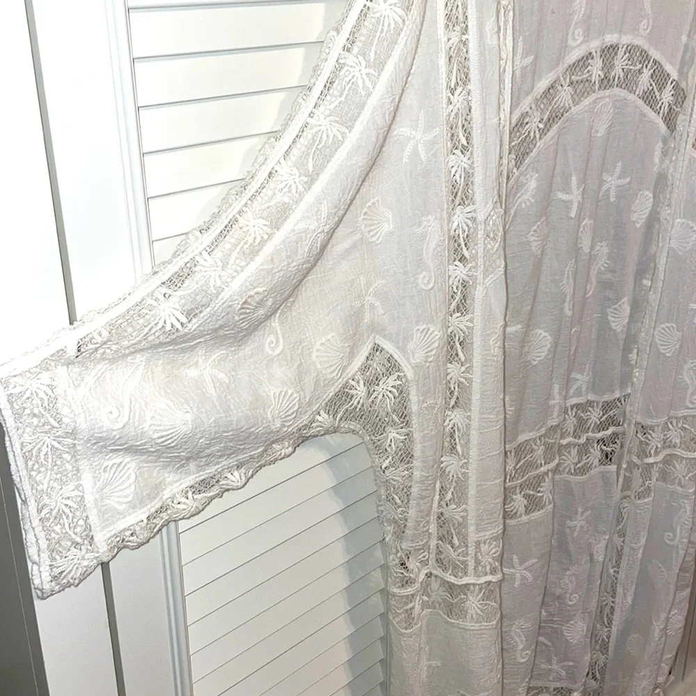 Lounge Beach Poolside Wear Bathing Suit Cover Up. White Lace USA Petsche S M - Picture 2 of 5